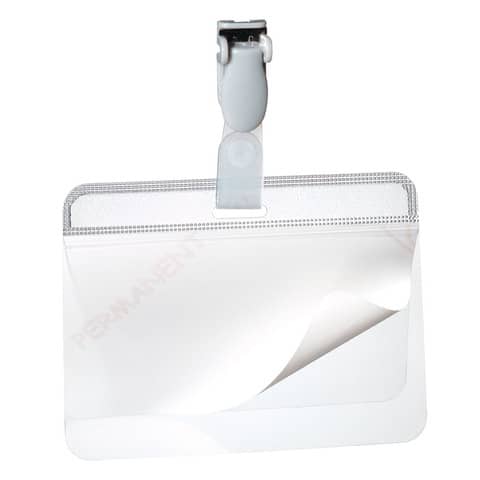 Portanome autolaminante Durable Eurobadge trasparente 54x90mm in conf. 25 pz - 8149-19